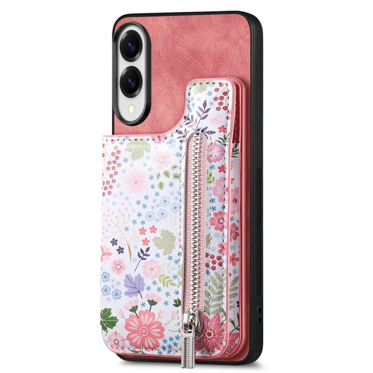 Retro Painted Zipper Wallet Back Phone Case