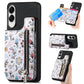 Retro Painted Zipper Wallet Back Phone Case