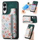 Retro Painted Zipper Wallet Back Phone Case