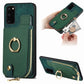 Cross Leather Ring Vertical Zipper Wallet Back Phone Case