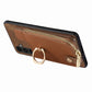 Cross Leather Ring Vertical Zipper Wallet Back Phone Case