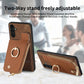 Cross Leather Ring Vertical Zipper Wallet Back Phone Case