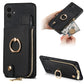 Cross Leather Ring Vertical Zipper Wallet Back Phone Case