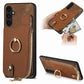 Cross Leather Ring Vertical Zipper Wallet Back Phone Case
