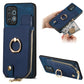 Cross Leather Ring Vertical Zipper Wallet Back Phone Case