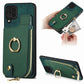 Cross Leather Ring Vertical Zipper Wallet Back Phone Case