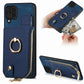 Cross Leather Ring Vertical Zipper Wallet Back Phone Case