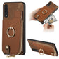 Cross Leather Ring Vertical Zipper Wallet Back Phone Case