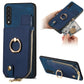 Cross Leather Ring Vertical Zipper Wallet Back Phone Case