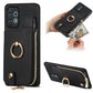 Cross Leather Ring Vertical Zipper Wallet Back Phone Case
