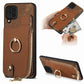 Cross Leather Ring Vertical Zipper Wallet Back Phone Case