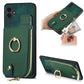 Cross Leather Ring Vertical Zipper Wallet Back Phone Case