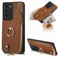 Cross Leather Ring Vertical Zipper Wallet Back Phone Case