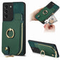 Cross Leather Ring Vertical Zipper Wallet Back Phone Case