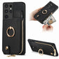 Cross Leather Ring Vertical Zipper Wallet Back Phone Case