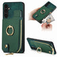 Cross Leather Ring Vertical Zipper Wallet Back Phone Case
