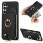 Cross Leather Ring Vertical Zipper Wallet Back Phone Case