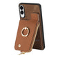 Cross Leather Ring Vertical Zipper Wallet Back Phone Case