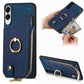Cross Leather Ring Vertical Zipper Wallet Back Phone Case