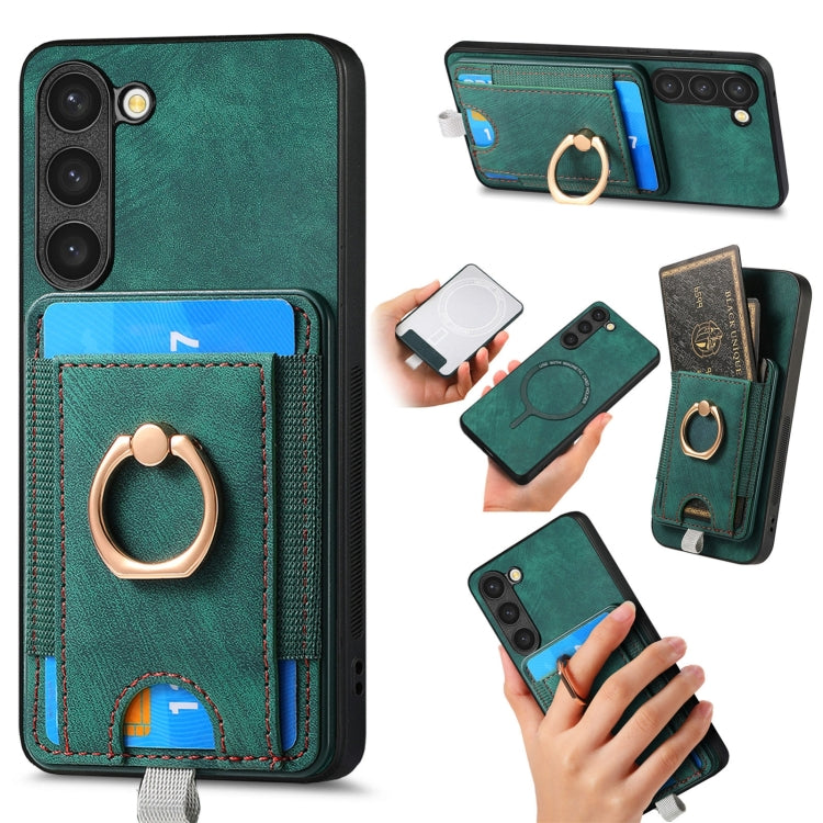Retro Splitable Magnetic Card Bag Leather Phone Case