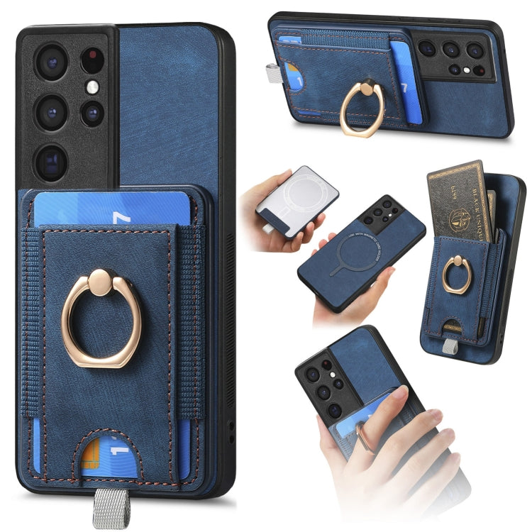 Retro Splitable Magnetic Card Bag Leather Phone Case