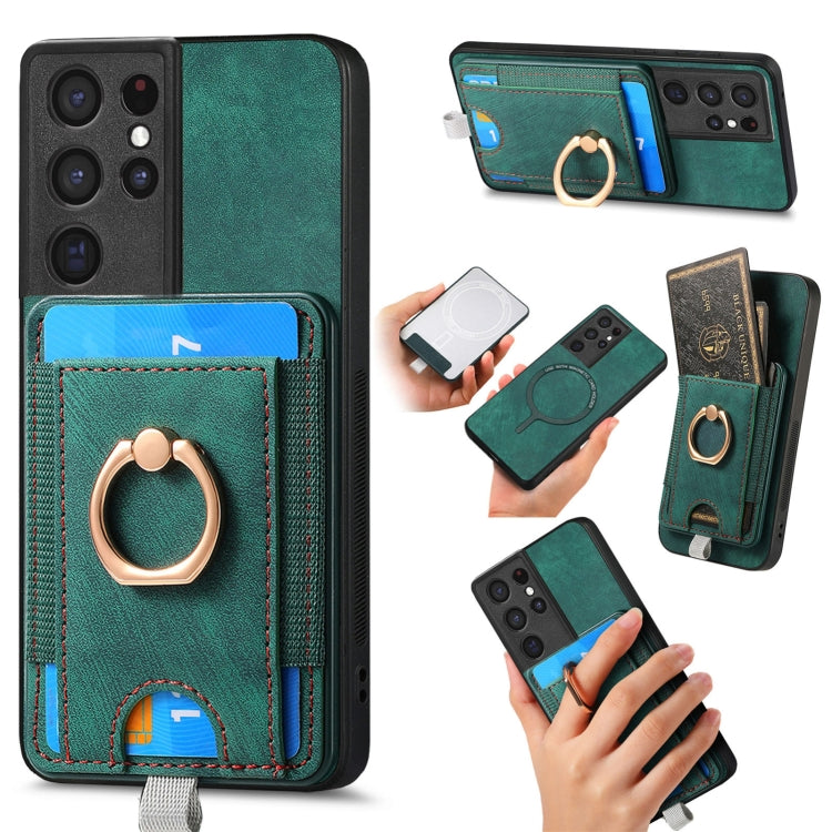 Retro Splitable Magnetic Card Bag Leather Phone Case