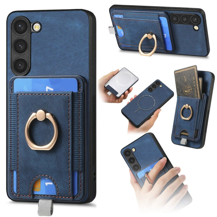 Retro Splitable Magnetic Card Bag Leather Phone Case