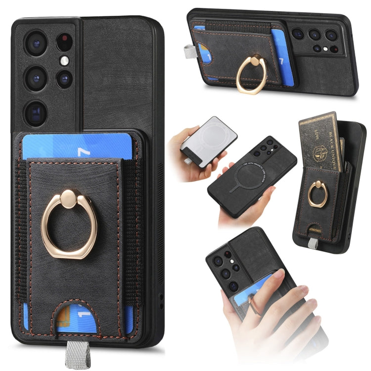 Retro Splitable Magnetic Card Bag Leather Phone Case