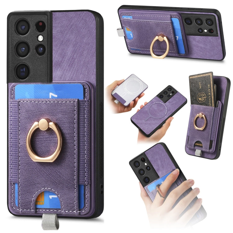 Retro Splitable Magnetic Card Bag Leather Phone Case