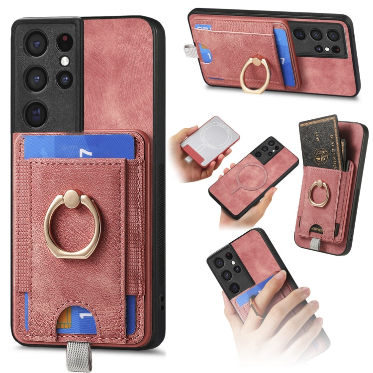 Retro Splitable Magnetic Card Bag Leather Phone Case