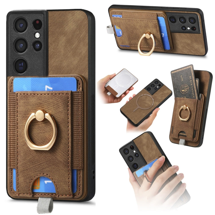 Retro Splitable Magnetic Card Bag Leather Phone Case