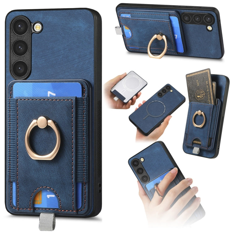 Retro Splitable Magnetic Card Bag Leather Phone Case