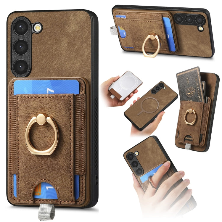 Retro Splitable Magnetic Card Bag Leather Phone Case