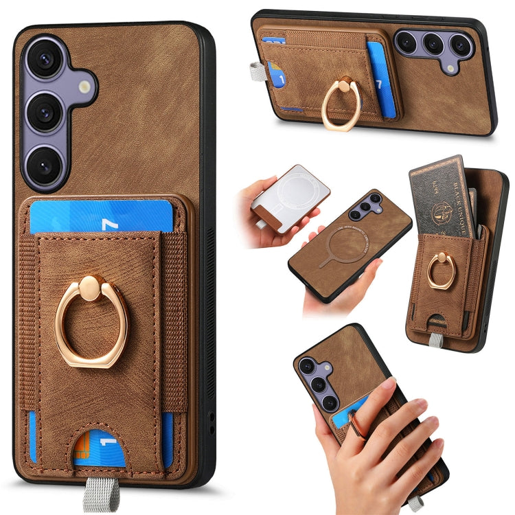 Retro Splitable Magnetic Card Bag Leather Phone Case