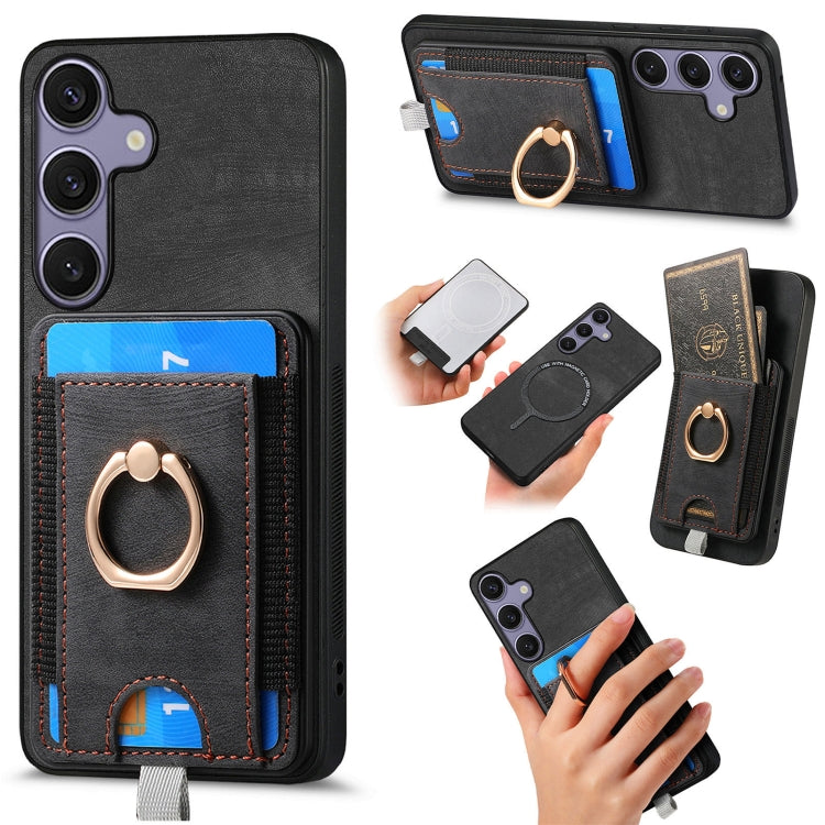 Retro Splitable Magnetic Card Bag Leather Phone Case