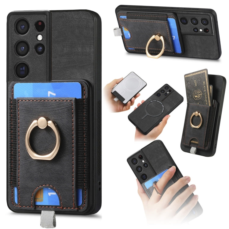 Retro Splitable Magnetic Card Bag Leather Phone Case