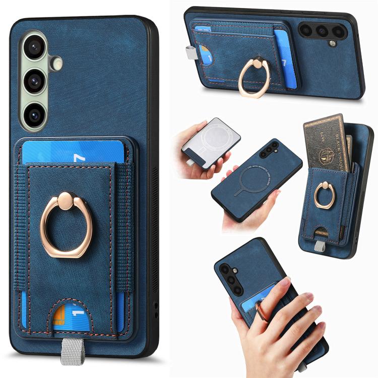 Retro Splitable Magnetic Card Bag Leather Phone Case