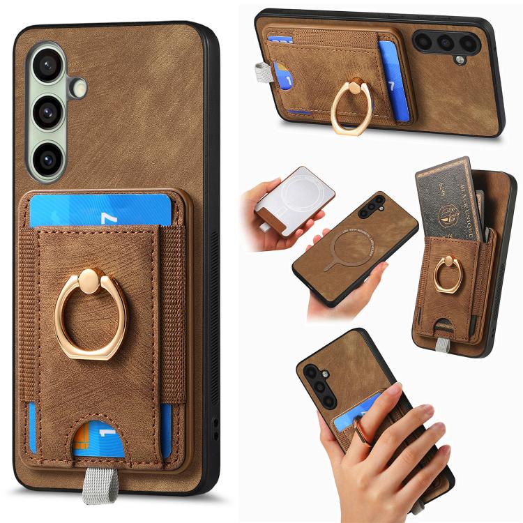 Retro Splitable Magnetic Card Bag Leather Phone Case