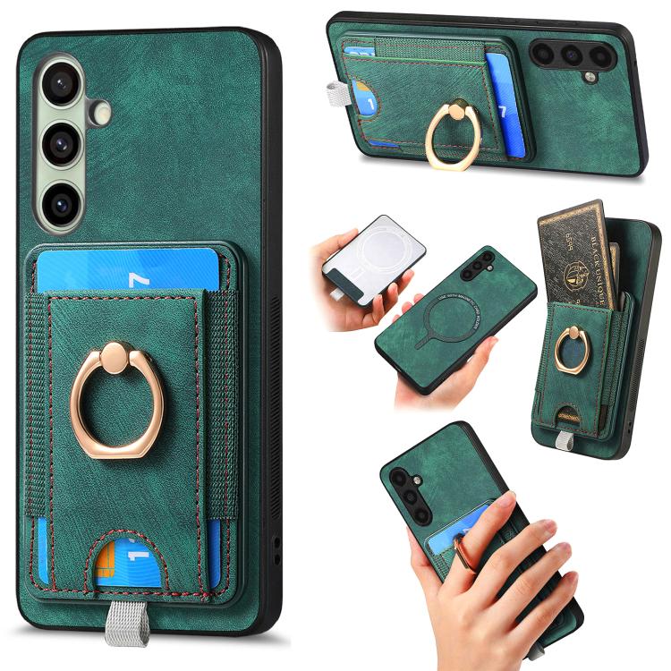 Retro Splitable Magnetic Card Bag Leather Phone Case