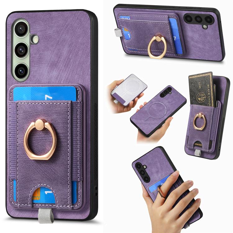 Retro Splitable Magnetic Card Bag Leather Phone Case