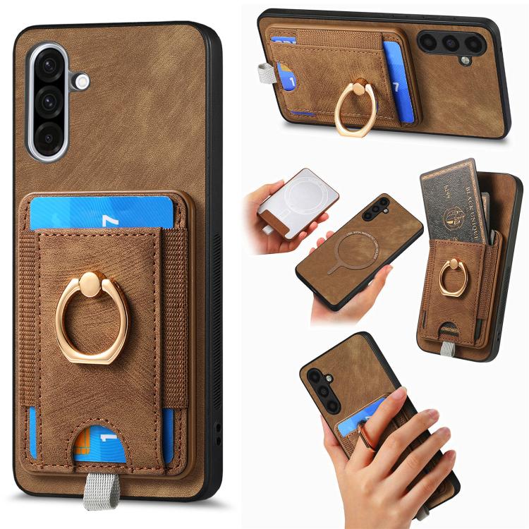 Retro Splitable Magnetic Card Bag Leather Phone Case