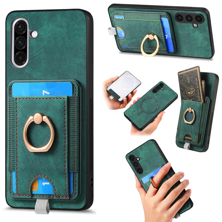 Retro Splitable Magnetic Card Bag Leather Phone Case