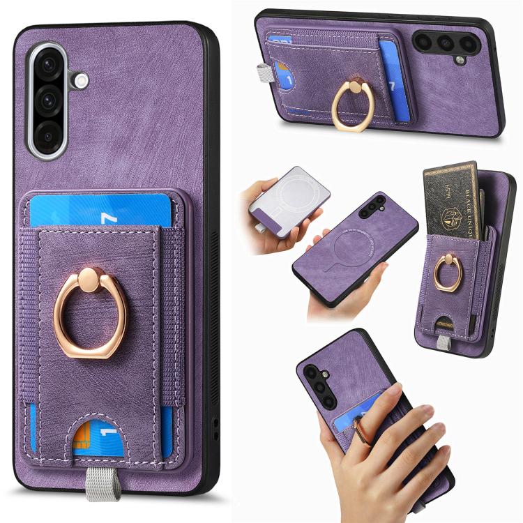 Retro Splitable Magnetic Card Bag Leather Phone Case