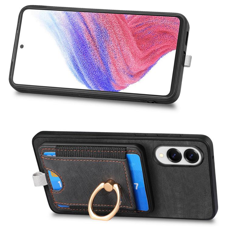 Retro Splitable Magnetic Card Bag Leather Phone Case