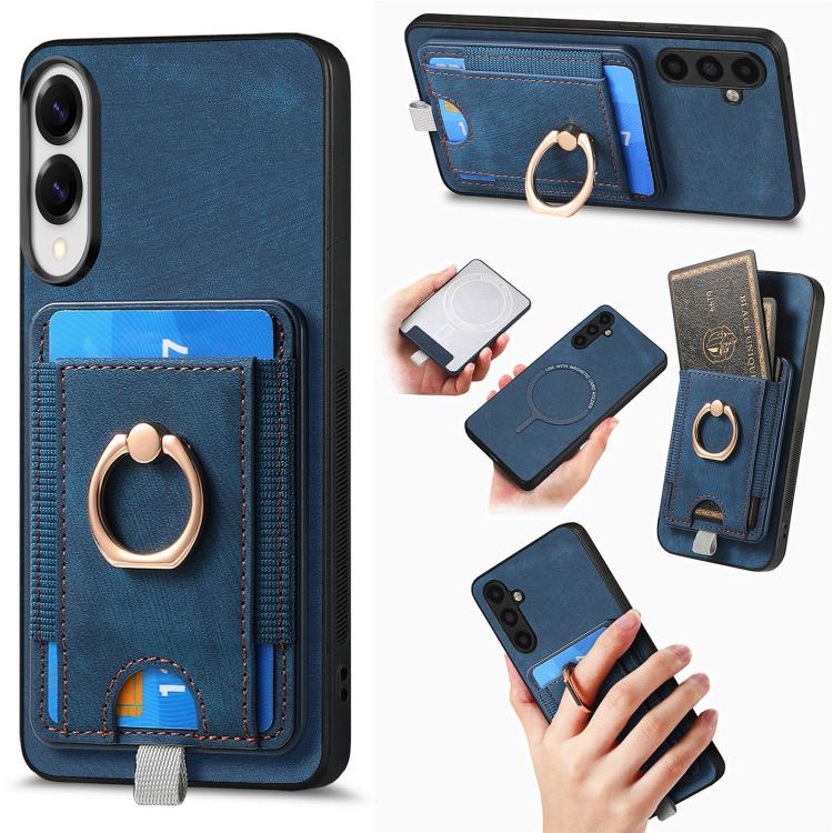 Retro Splitable Magnetic Card Bag Leather Phone Case
