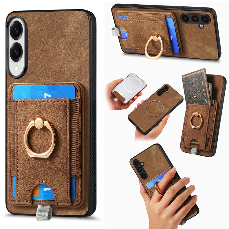 Retro Splitable Magnetic Card Bag Leather Phone Case