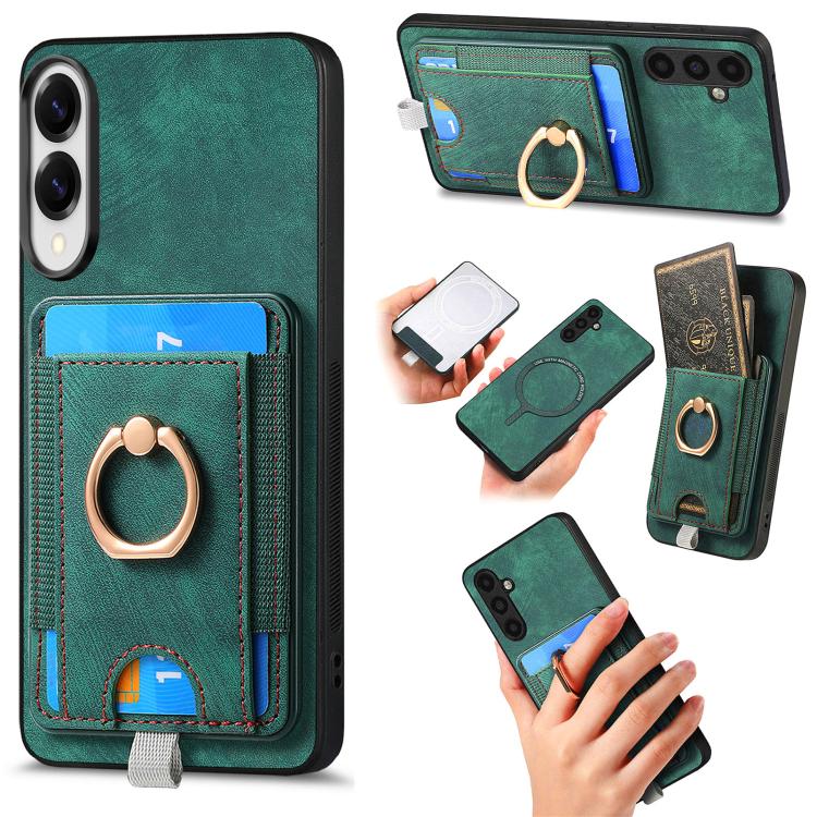 Retro Splitable Magnetic Card Bag Leather Phone Case