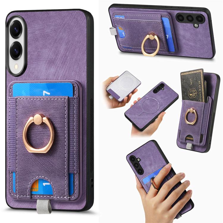 Retro Splitable Magnetic Card Bag Leather Phone Case