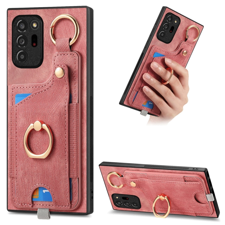 Retro Skin-feel Ring Card Bag Phone Case with Hang Loop