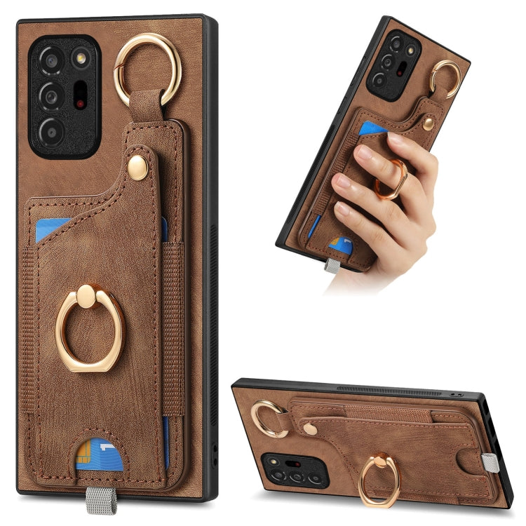 Retro Skin-feel Ring Card Bag Phone Case with Hang Loop